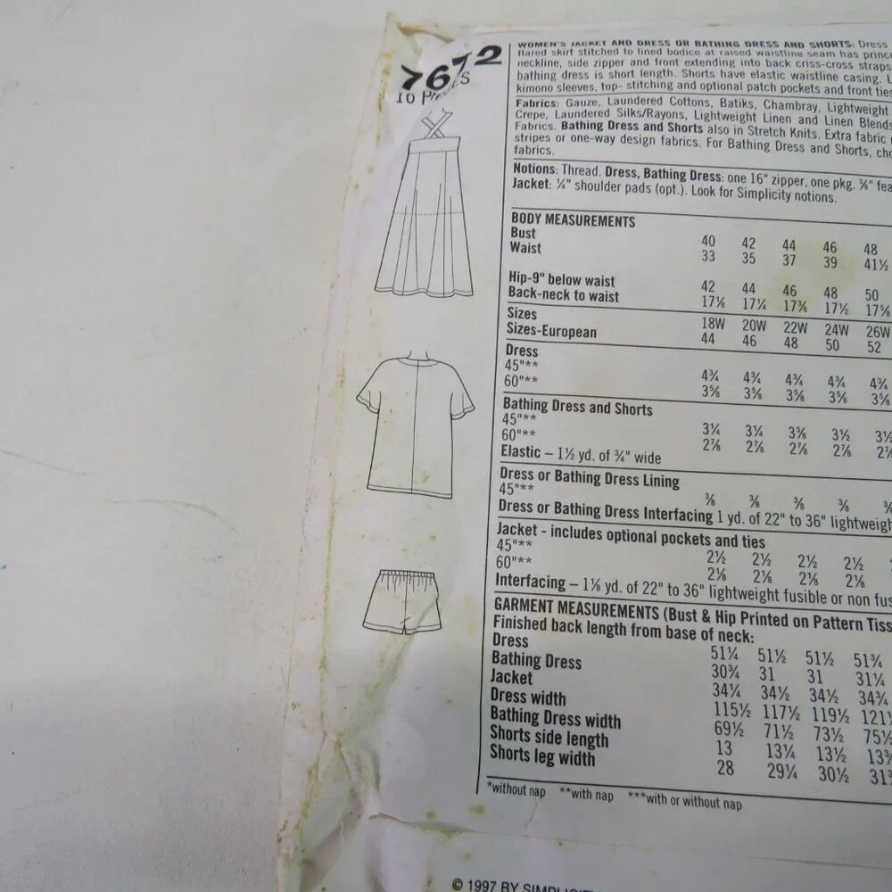 simplicity 7672 Mary Duffy jacket, sundress, cover up sewing pattern